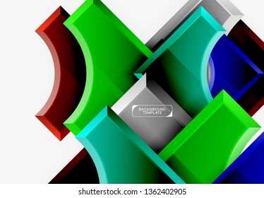 3d futuristic shapes vector abstract background made of glossy pieces with light effects. Modern design
