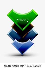 3d formas futuristas vectorial fondo abstracto hecho de piezas glosas con efectos de luz. Diseño moderno