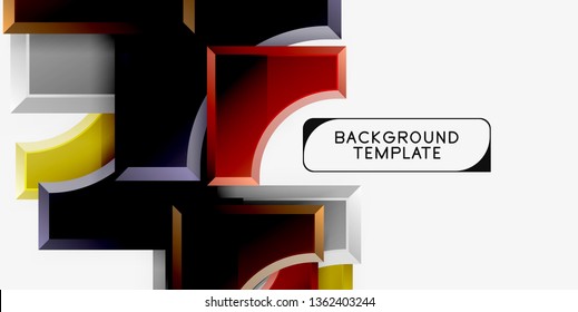 3d futuristic shapes vector abstract background made of glossy pieces with light effects. Modern design