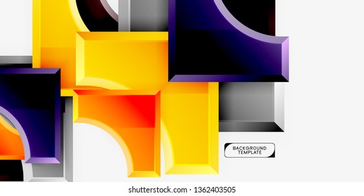 3d futuristic shapes vector abstract background made of glossy pieces with light effects. Modern design