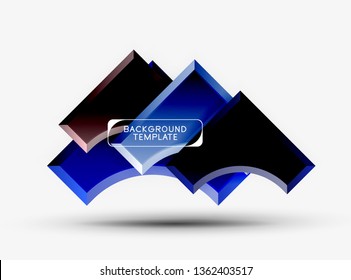 3d futuristic shapes vector abstract background made of glossy pieces with light effects. Modern design