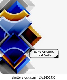 3d futuristic shapes vector abstract background made of glossy pieces with light effects. Modern design