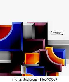 3d formas futuristas vectorial fondo abstracto hecho de piezas glosas con efectos de luz. Diseño moderno