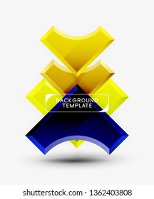 3d futuristic shapes vector abstract background made of glossy pieces with light effects. Modern design