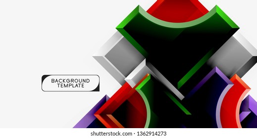 3d formas futuristas vectorial fondo abstracto hecho de piezas glosas con efectos de luz. Diseño moderno