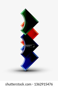 3d futuristic shapes vector abstract background made of glossy pieces with light effects. Modern design