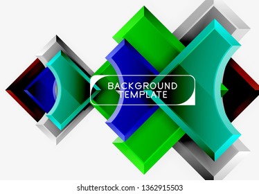3d futuristic shapes vector abstract background made of glossy pieces with light effects. Modern design