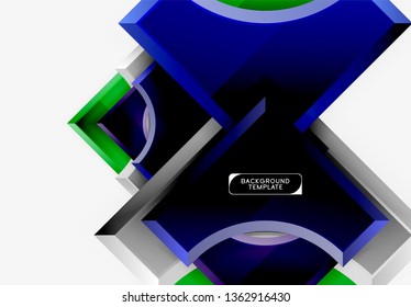 3d futuristic shapes vector abstract background made of glossy pieces with light effects. Modern design
