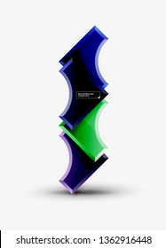 3d formas futuristas vectorial fondo abstracto hecho de piezas glosas con efectos de luz. Diseño moderno
