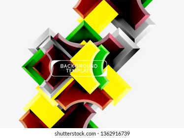 3d futuristic shapes vector abstract background made of glossy pieces with light effects. Modern design