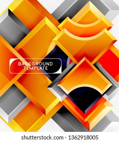 3d futuristic shapes vector abstract background made of glossy pieces with light effects. Modern design