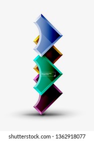 3d futuristic shapes vector abstract background made of glossy pieces with light effects. Modern design