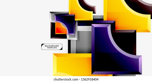 3d futuristic shapes vector abstract background made of glossy pieces with light effects. Modern design