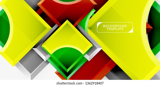 3d futuristic shapes vector abstract background made of glossy pieces with light effects. Modern design