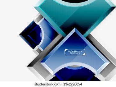 3d futuristic shapes vector abstract background made of glossy pieces with light effects. Modern design