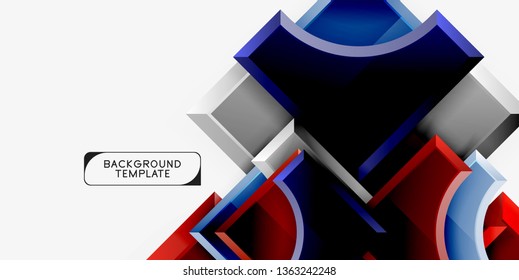 3d futuristic shapes vector abstract background made of glossy pieces with light effects. Modern design