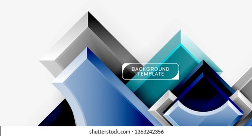 3d futuristic shapes vector abstract background made of glossy pieces with light effects. Modern design