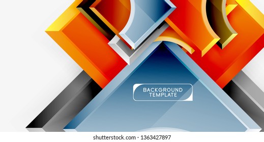 3d formas futuristas vectorial fondo abstracto hecho de piezas glosas con efectos de luz. Diseño moderno