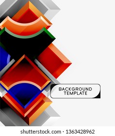 3d futuristic shapes vector abstract background made of glossy pieces with light effects. Modern design