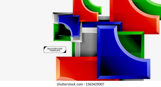3d formas futuristas vectorial fondo abstracto hecho de piezas glosas con efectos de luz. Diseño moderno