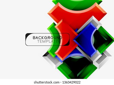 3d formas futuristas vectorial fondo abstracto hecho de piezas glosas con efectos de luz. Diseño moderno