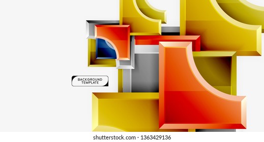 3d futuristic shapes vector abstract background made of glossy pieces with light effects. Modern design