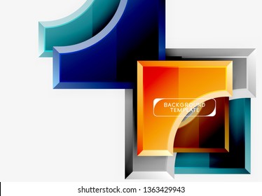 3d formas futuristas vectorial fondo abstracto hecho de piezas glosas con efectos de luz. Diseño moderno