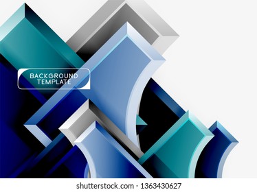 3d futuristic shapes vector abstract background made of glossy pieces with light effects. Modern design
