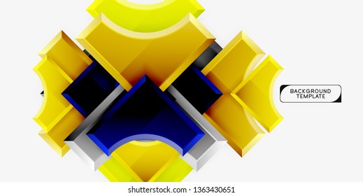 3d formas futuristas vectorial fondo abstracto hecho de piezas glosas con efectos de luz. Diseño moderno
