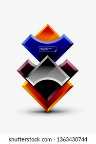 3d futuristic shapes vector abstract background made of glossy pieces with light effects. Modern design