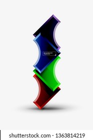 3d formas futuristas vectorial fondo abstracto hecho de piezas glosas con efectos de luz. Diseño moderno