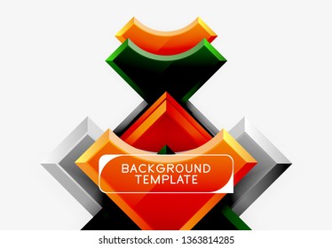 3d futuristic shapes vector abstract background made of glossy pieces with light effects. Modern design