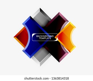 3d futuristic shapes vector abstract background made of glossy pieces with light effects. Modern design