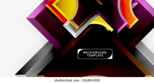 3d futuristic shapes vector abstract background made of glossy pieces with light effects. Modern design