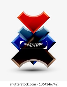 3d futuristic shapes vector abstract background made of glossy pieces with light effects. Modern design