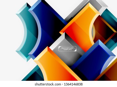 3d futuristic shapes vector abstract background made of glossy pieces with light effects. Modern design
