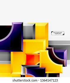 3d futuristic shapes vector abstract background made of glossy pieces with light effects. Modern design