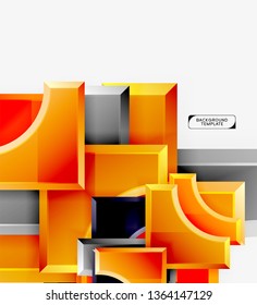 3d formas futuristas vectorial fondo abstracto hecho de piezas glosas con efectos de luz. Diseño moderno