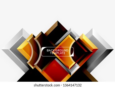 3d futuristic shapes vector abstract background made of glossy pieces with light effects. Modern design