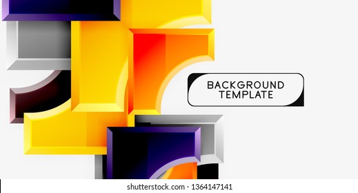 3d futuristic shapes vector abstract background made of glossy pieces with light effects. Modern design