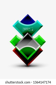 3d futuristic shapes vector abstract background made of glossy pieces with light effects. Modern design