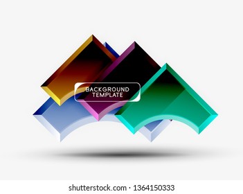 3d futuristic shapes vector abstract background made of glossy pieces with light effects. Modern design