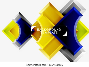 3d futuristic shapes vector abstract background made of glossy pieces with light effects. Modern design