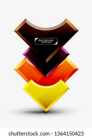 3d futuristic shapes vector abstract background made of glossy pieces with light effects. Modern design