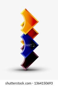 3d futuristic shapes vector abstract background made of glossy pieces with light effects. Modern design