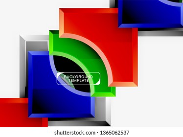 3d futuristic shapes vector abstract background made of glossy pieces with light effects. Modern design