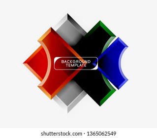 3d futuristic shapes vector abstract background made of glossy pieces with light effects. Modern design