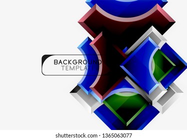 3d formas futuristas vectorial fondo abstracto hecho de piezas glosas con efectos de luz. Diseño moderno
