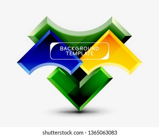 3d futuristic shapes vector abstract background made of glossy pieces with light effects. Modern design