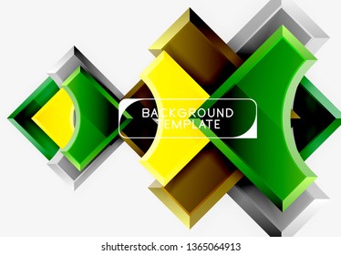 3d formas futuristas vectorial fondo abstracto hecho de piezas glosas con efectos de luz. Diseño moderno